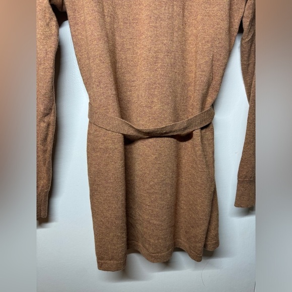 J.Crew Factory Wool Blend Belted Button Front Longline Cardigan Brown Sweater S - Picture 12 of 16